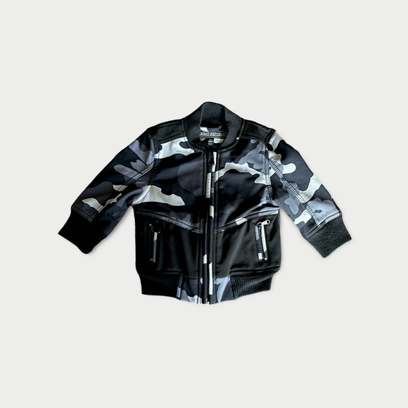 Urban Republic Baby Toddler Grey Camo Bomber Jacket 18 Months Black Zip Up Coat - Picture 1 of 4
